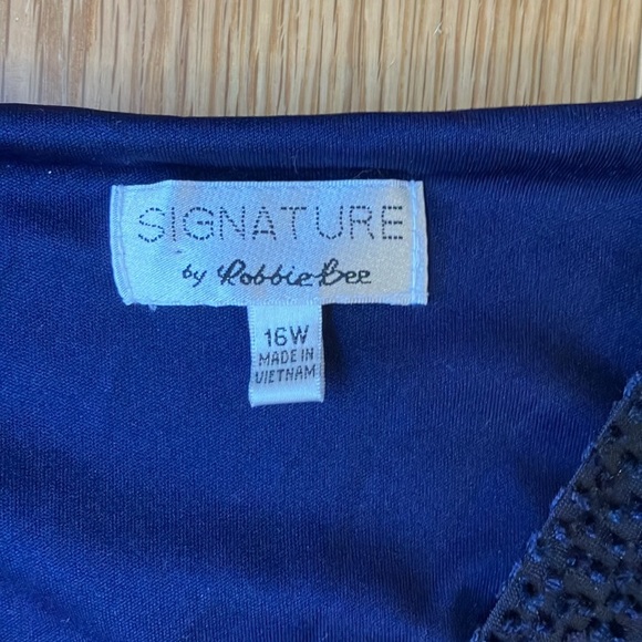 Midnight blue faux wrap dress Signature by Robbie bee - Picture 3 of 4